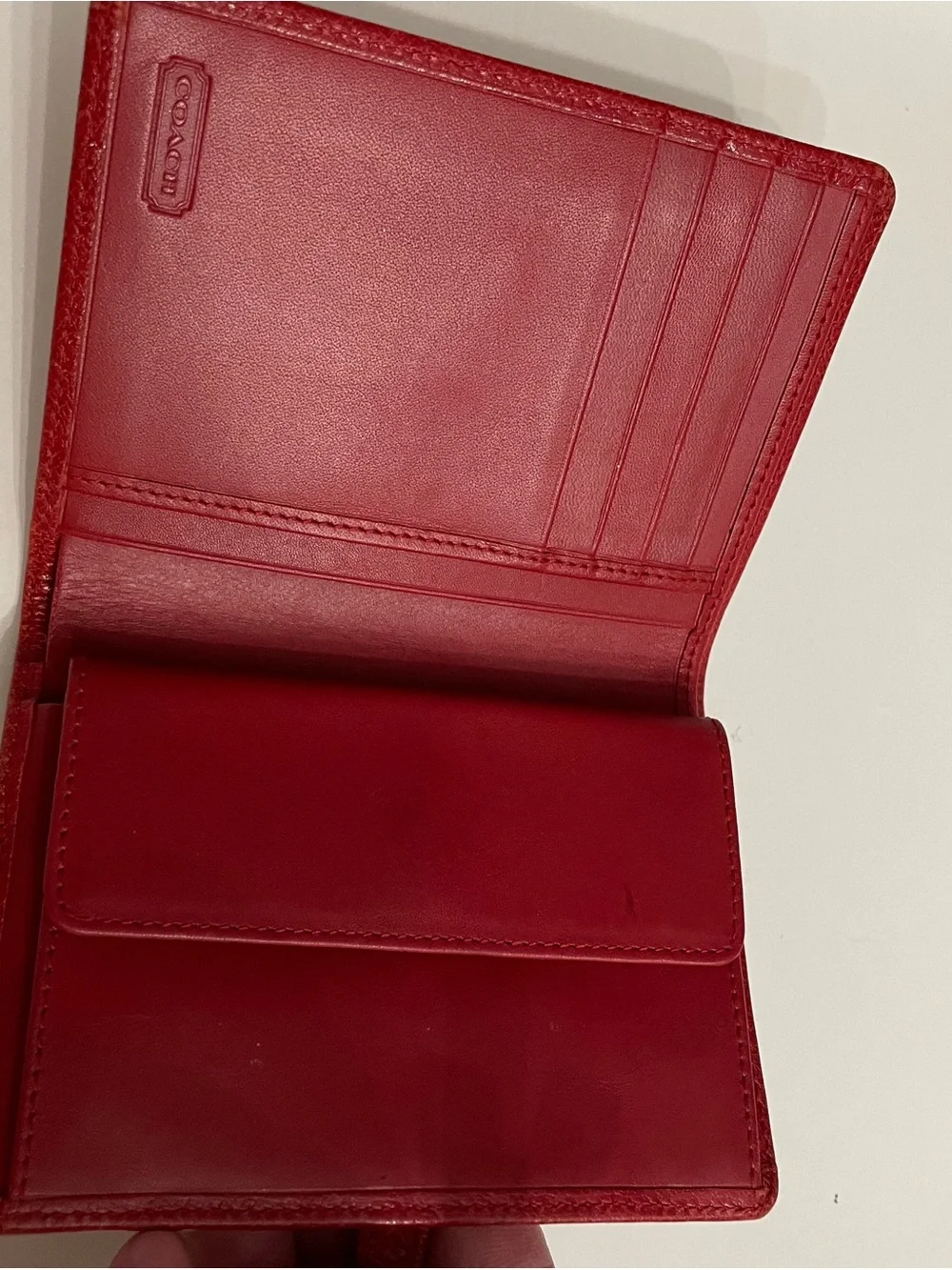Coach vintage y2k Red Leather Compact Wallet euc comps $175 and up clean